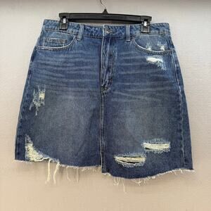 Vervet Denim Skirt Women's L Blue Claudia Raw Hem Mini Skirt Preppy Summer NWT